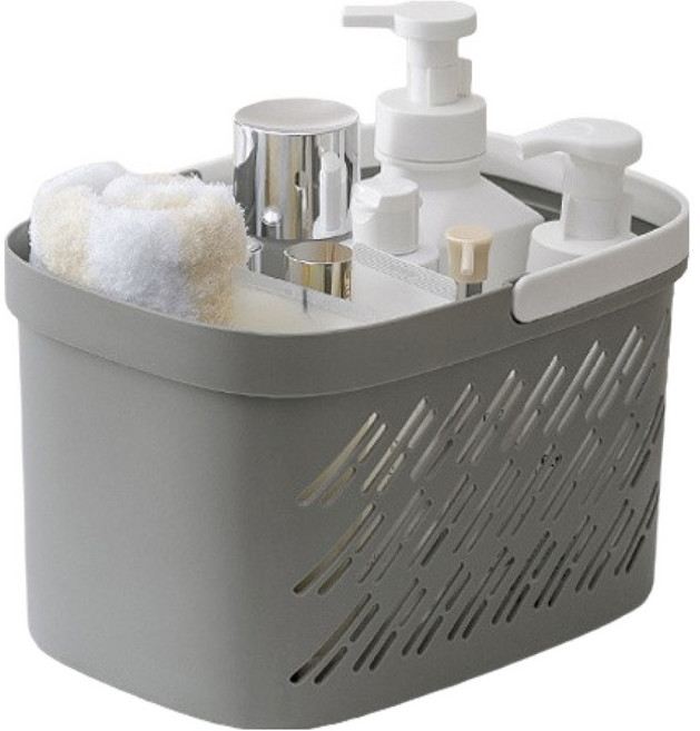 블럭마트 깔끔한 다용도 욕실 바구니 type1, 그레이화이트