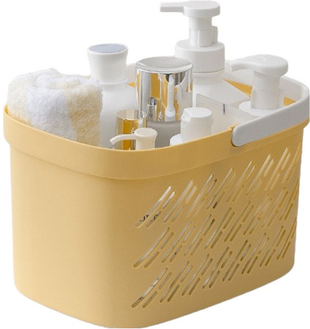 블럭마트 깔끔한 다용도 욕실 바구니 type1, 옐로우화이트