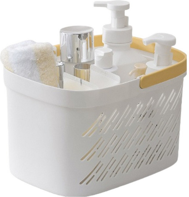블럭마트 깔끔한 다용도 욕실 바구니 type1, 화이트옐로우