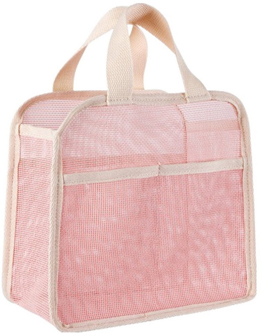 블럭마트 파스텔 메쉬 목욕가방, 핑크