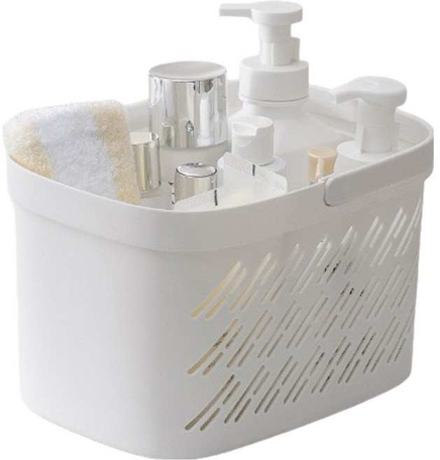 블럭마트 깔끔한 다용도 욕실 바구니 type1, 화이트화이트