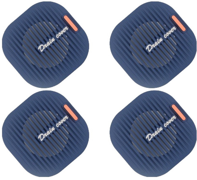 블럭마트 비비드컬러 실리콘 욕실 배수구 거름망 4p, 블루