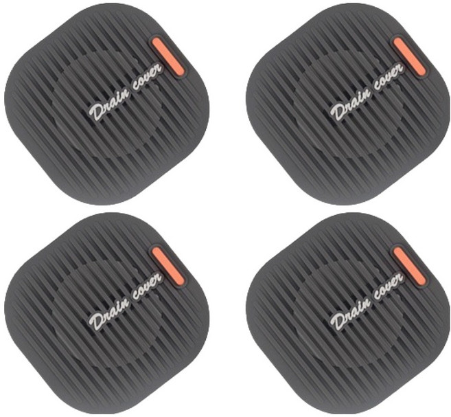 블럭마트 비비드컬러 실리콘 욕실 배수구 거름망 4p, 그레이