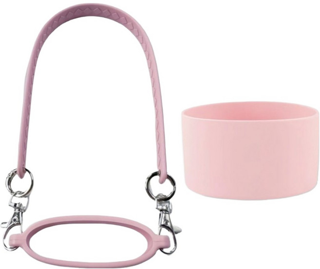 라임리빙 스탠리 호환 텀블러 실리콘 스트랩 + 바닥커버 세트, 핑크, 1세트