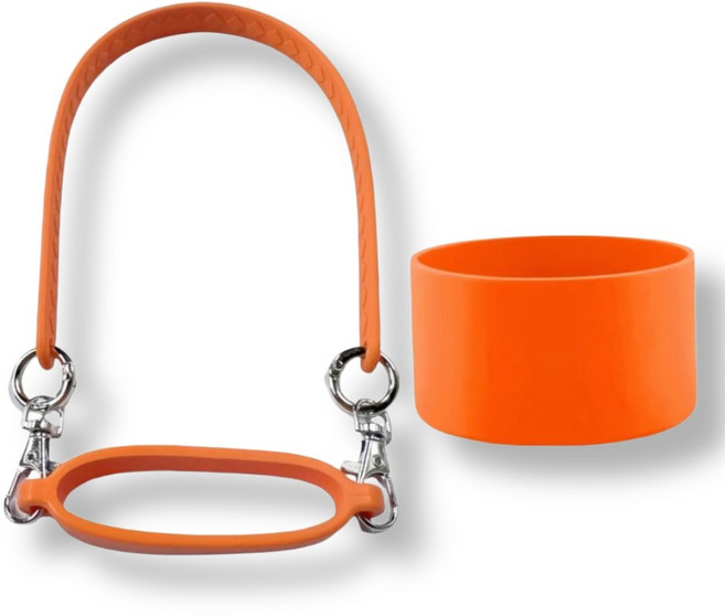 라임리빙 스탠리 호환 텀블러 실리콘 스트랩 + 바닥커버 세트, 오랜지, 1세트