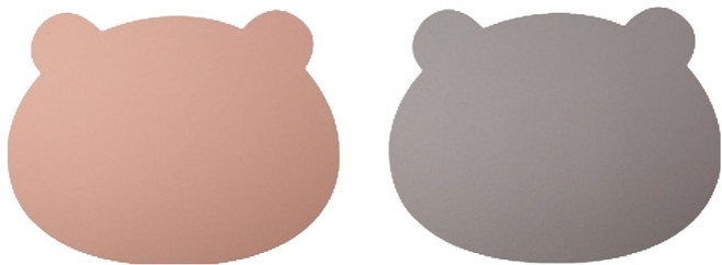 블럭마트 가죽질감 곰모양 양면 식탁매트, TYPE1, 2개, 37 x 28 cm