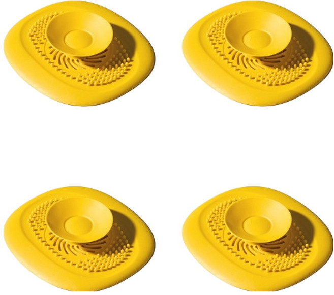 블럭마트 실리콘 컬러풀 배수구 머리카락 거름망 4p, 옐로우