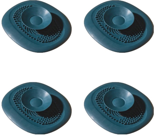 블럭마트 실리콘 컬러풀 배수구 머리카락 거름망 4p, 네이비