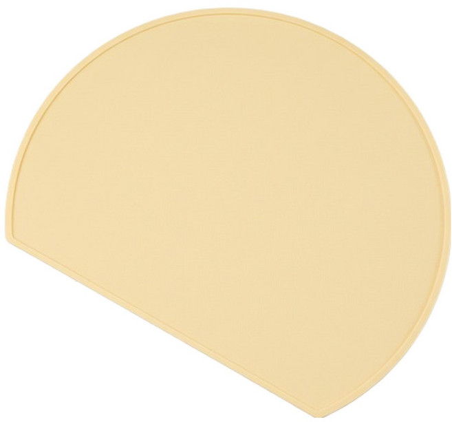 블럭마트 모던 반원 실리콘 식탁매트, 옐로우, 1개, 41 x 32 cm