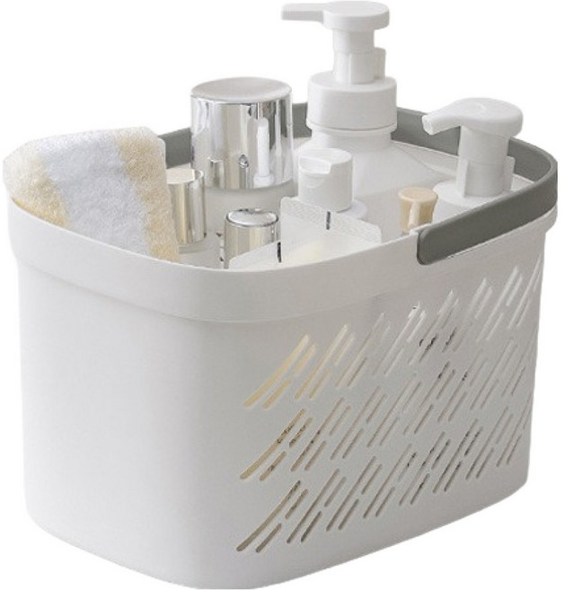 블럭마트 깔끔한 다용도 욕실 바구니 type1, 화이트그레이