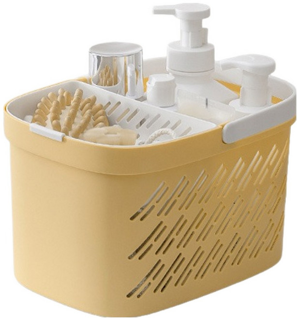 블럭마트 깔끔한 다용도 욕실 바구니 type2, 옐로우화이트