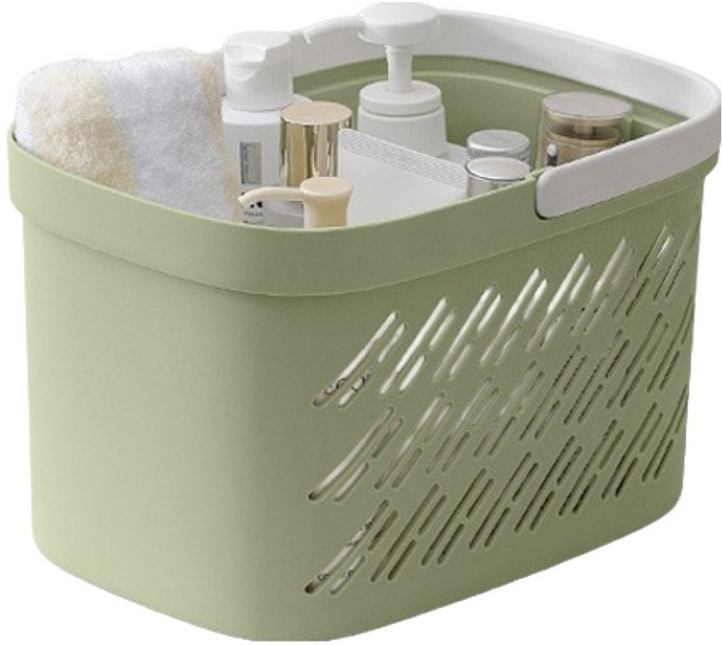 블럭마트 깔끔한 다용도 욕실 바구니 type1, 그린화이트