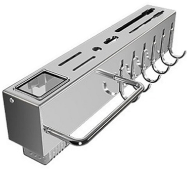 에이빈 무타공 다용도 싱글수저통 칼거치대 40cm, 실버, 1개