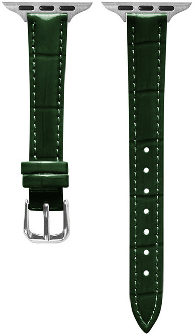 젤리타이거 슬림 악어 패턴 가죽스트랩 14mm, 그린, 1개