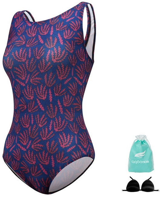 아쿠아티카 여성용 미들컷 실내수영복 + 언더브라 + 비닐백 세트 AQA1666