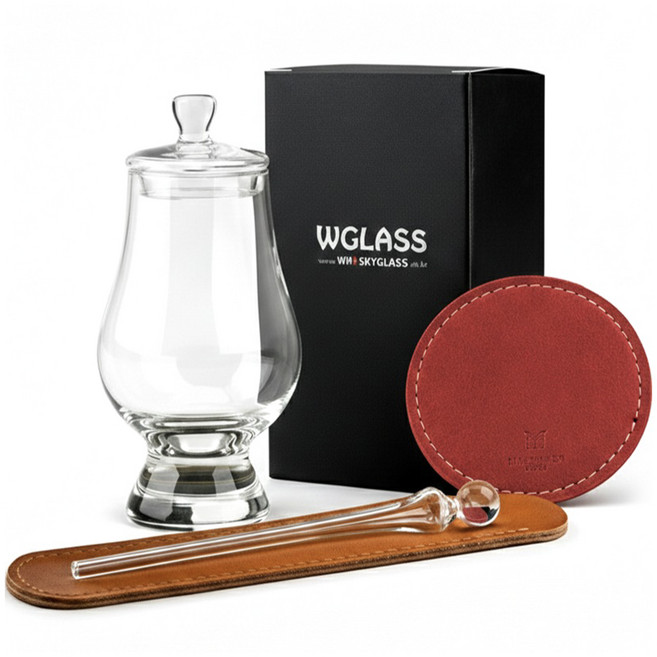 글렌캐런 글래스 std + 마텐더 더드롭 피펫 + 피펫 케이스 + 더 캡 + 가죽 코스터 크림슨레드 세트, 1세트