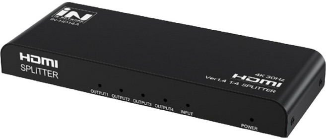 인네트워크 4K 지원 HDMI 화면복제 1:4 영상 분배기 아답터 포함 IN-HD14A, 1개, 혼합색상