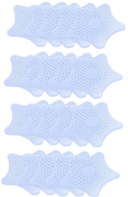 블럭마트 별모양 실리콘 흡착 욕실 배수구 거름망 20p, 블루