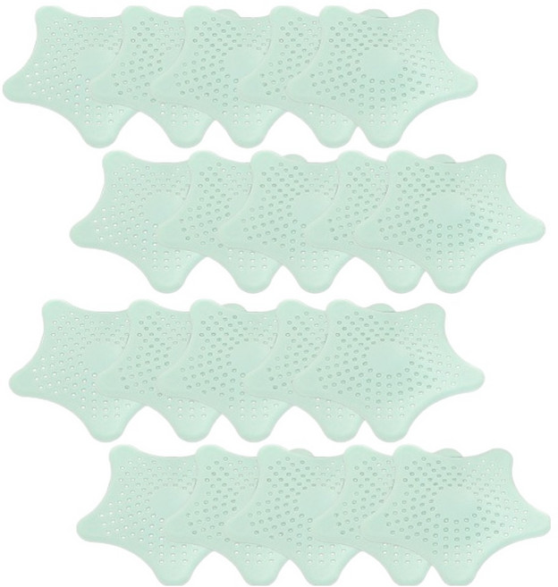 블럭마트 별모양 실리콘 흡착 욕실 배수구 거름망 20p, 그린