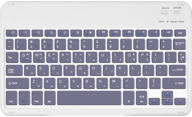 AZV 태블릿 휴대폰 아이패드 레노버 갤럭시탭 호환 한글자판각인 미니 블루투스 무선 키보드 10인치 + 키스킨 세트, 블루투스키보드, 다크라벤더(키보드 버튼), SGBK-108, 제조사축