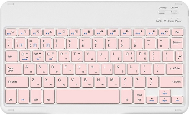 AZV 태블릿 휴대폰 아이패드 레노버 갤럭시탭 호환 한글자판각인 미니 블루투스 무선 키보드 10인치 + 키스킨 세트, 블루투스키보드, 핑크(키보드 버튼), SGBK-108, 제조사축