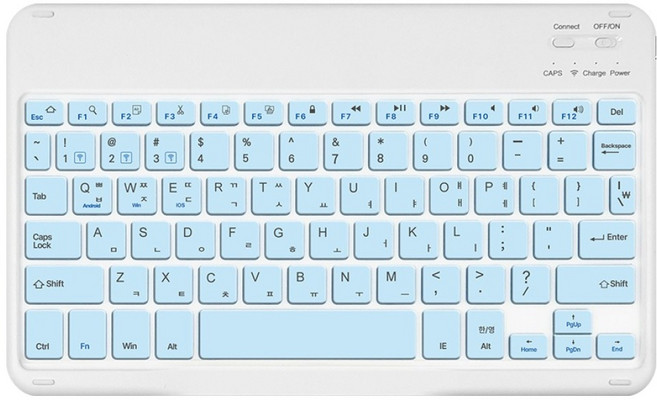 AZV 태블릿 휴대폰 아이패드 레노버 갤럭시탭 호환 한글자판각인 미니 블루투스 무선 키보드 10인치 + 키스킨 세트, 블루투스키보드, 소다(키보드 버튼), SGBK-108, 제조사축