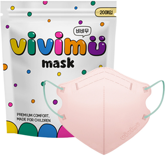 케이리얼 비비무 마스크 아동용 소형, Baby pink, 1개, 20개입