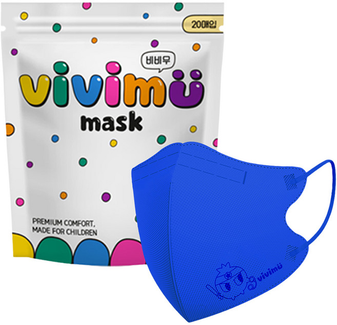 케이리얼 비비무 마스크 소형, 블루, 1개, 20개입