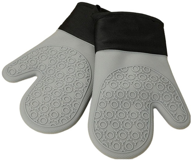 아이앤지마켓 전자레인지 뜨거운 그릇을 쉽게 옮기는 장갑 양손 세트, 그레이 블랙라운드, 1세트