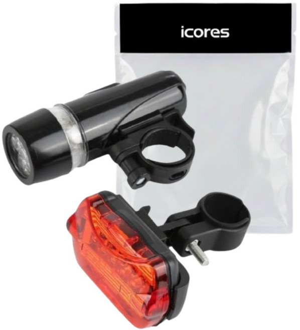 아이코어스 5LED 자전거 전조등 후미등 세트, 혼합색상, 1세트