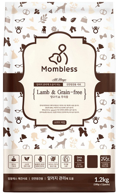 맘블레스 강아지 소프트 사료 무곡물, 1.2kg, 1개, 양