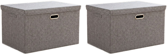 라라공방 프리미엄 접이식 올인원 패브릭 리빙박스 보관한 특대형, 그레이, 2개