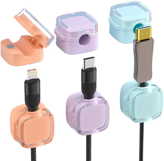 코코랜드 투명 파스텔 케이블 홀더 3종 x 2p 세트, 혼합색상, 1세트