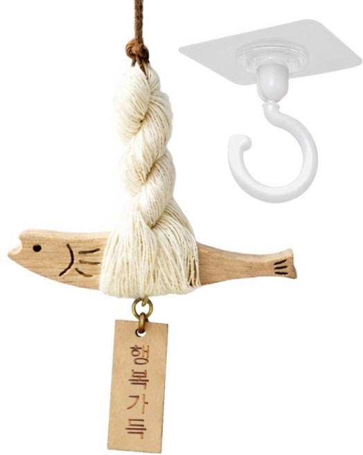 리빙메이커 액막이 명태 북어 개업 이사 집들이 선물, 나무색 + 행복가득