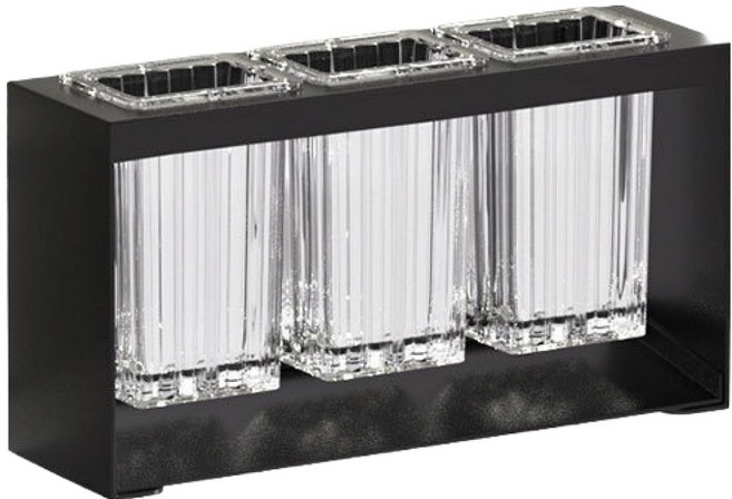 헬로우디 물빠짐 주방 정리 수저통 3구, 블랙, 1개