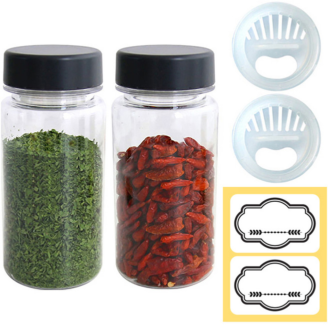 홈메이드 젖병소재 트라이탄 양념통 350ml x 2p + 양조절캡 2p + 라벨 2p 세트 다크그레이, 1세트