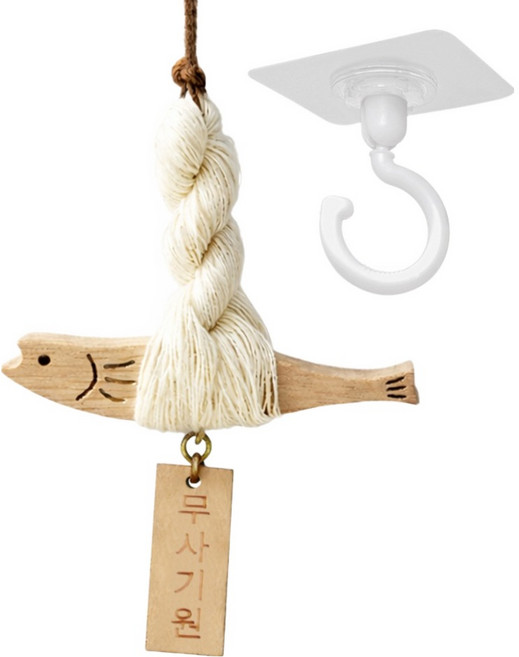 리빙메이커 액막이 명태 북어 개업 이사 집들이 선물, 나무색 + 무사기원