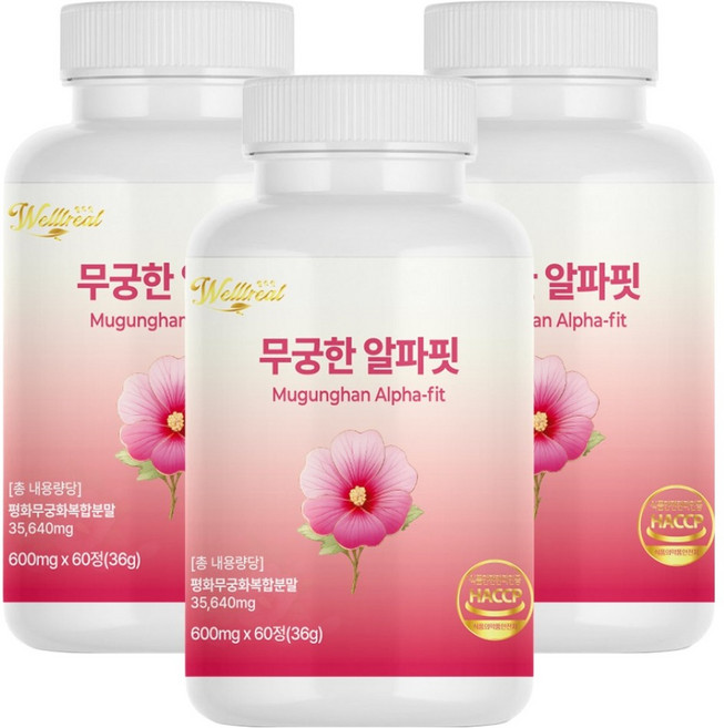 웰트릿 무궁한 알파핏 평화무궁화 복합분말 36g, 3개, 60정