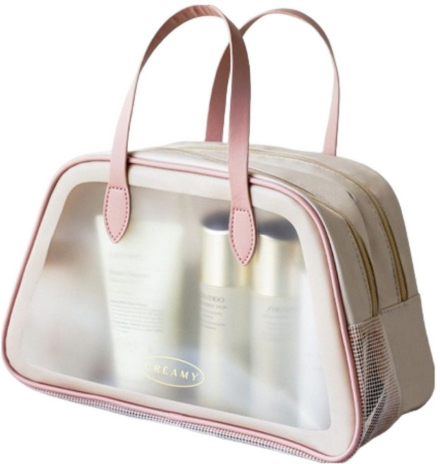 블럭마트 물빠짐 분리형 대용량 목욕가방, 핑크