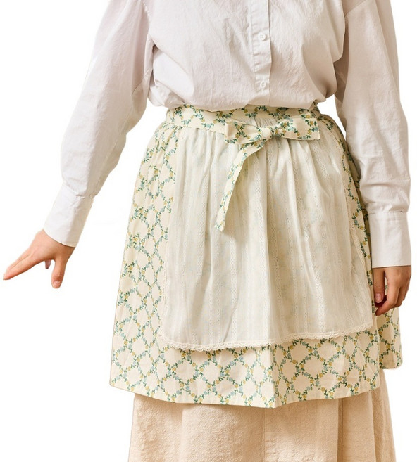 모던하우스 L 크로스 플라워 더블 하프 앞치마 80 x 46 cm, 그린, 1개