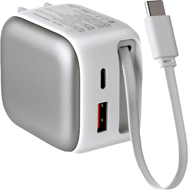 CYKE 35W 雙孔 自帶Type-C快充線 豆腐頭 充電器 快速充電 氮化鎵 白色 K60 適用型號: iPhone 70cm 1年保固