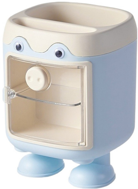 소소하우스 대용량 귀여운 돼지코 문구 정리 연필꽂이, 크림 블루, 1개