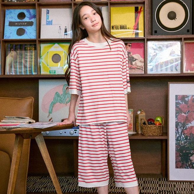 메종마밤 모드 스트라이프 쿨 7부 잠옷 상하의 세트