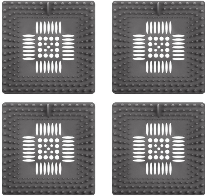 블럭마트 사각 욕실 배수구 거름망 4p, 그레이