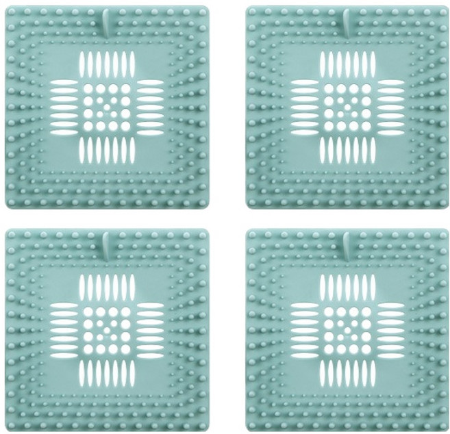 블럭마트 사각 욕실 배수구 거름망 4p, 블루