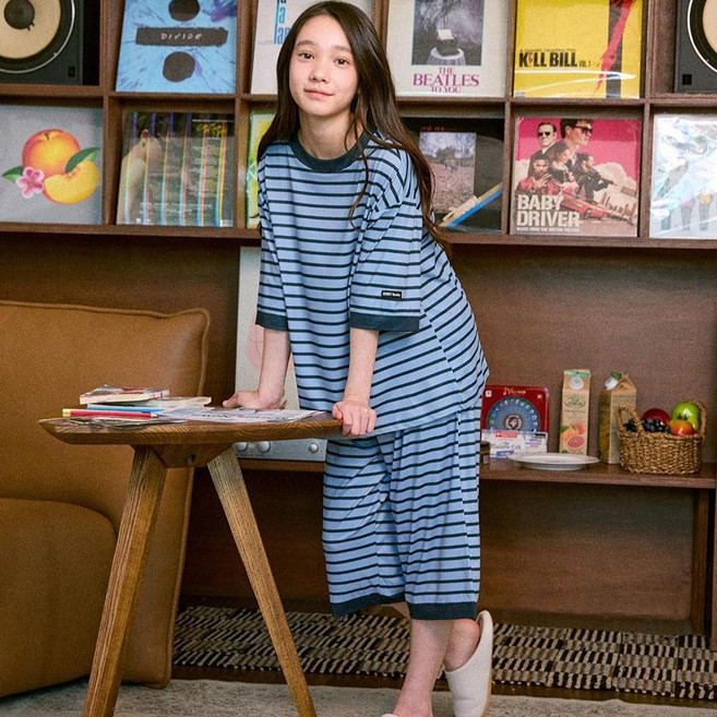 메종마밤 모드 스트라이프 쿨 7부 잠옷 상하의 세트