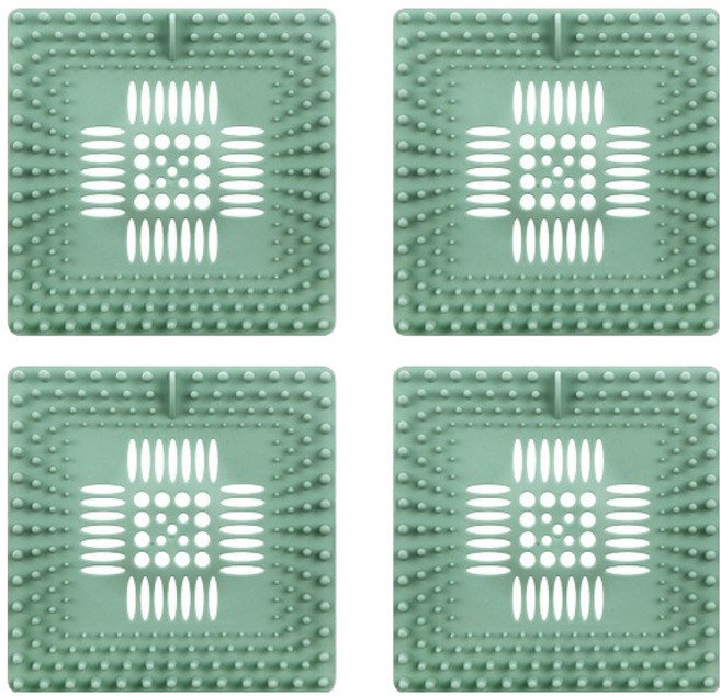 블럭마트 사각 욕실 배수구 거름망 4p, 그린