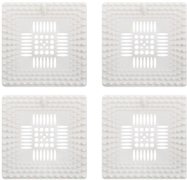 블럭마트 사각 욕실 배수구 거름망 4p, 화이트