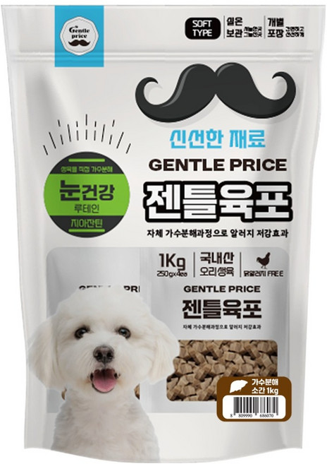 스페푸 강아지 관절건강 가수분해 젠틀육포, 1개, 1kg, 혼합맛(소간/오리)