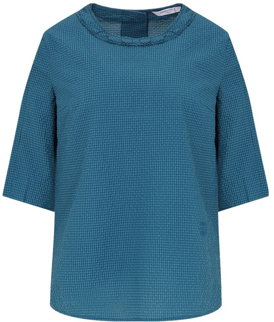 크로커다일 라운드넥 제원단 디테일 A라인 블라우스 CLDMBL112